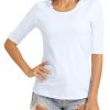 517Ue2Z1ZL.jpg Women's Basic Half Sleeve Crew Neck T-Shirt Casual Solid Slim Cotton Top