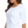 519hXKMtH0L.jpg Women's Basic Half Sleeve Crew Neck T-Shirt Casual Solid Slim Cotton Top