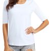 51c2IEa3BLL.jpg Women's Basic Half Sleeve Crew Neck T-Shirt Casual Solid Slim Cotton Top