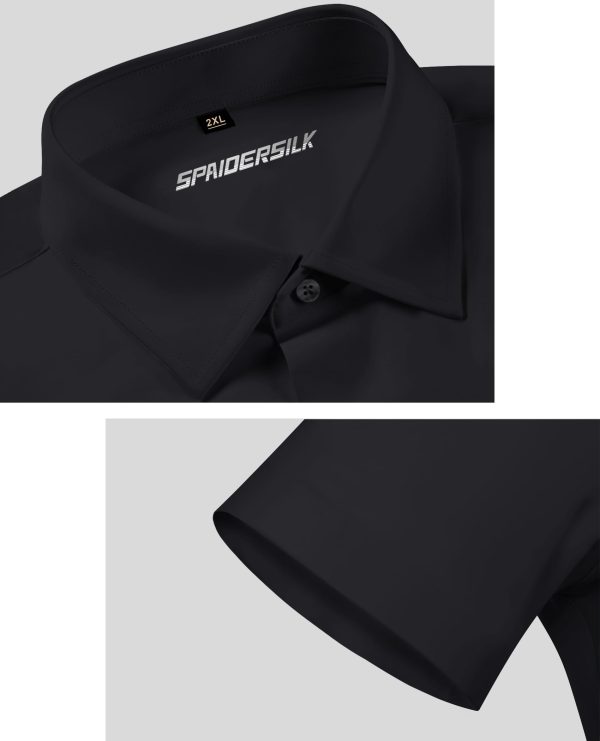 51cWTcmkwML.jpg Stretch Dress Shirts for Men Short Sleeve Slim Fit Casual Button Down Shirts Muscle Fit Men's Dress Shirts