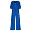 Plus Size Two Piece Outfits for Women Cotton Linen Capri Sets Half Sleeve Tops and Wide Leg Pants Summer Lounge Set