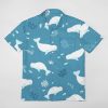 Fantastic Beluga Whale Button Down Shirt Men Short Sleeve T Shirts Casual Tee Summer Top
