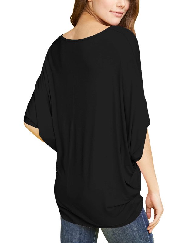 61B01jtftnL.jpg Women's Scoop Neck Half Sleeve Batwing Dolman Top - Plus Size