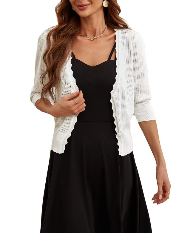 Women’s Sweater Cropped Cardigan Knit Shrugs for Dresses Tops Button Down Lightweight Soft