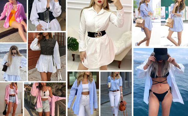 Women Boyfriend Shirts Button Down Long Sleeve Blouse Cuffed Sleeve Collared Shirt