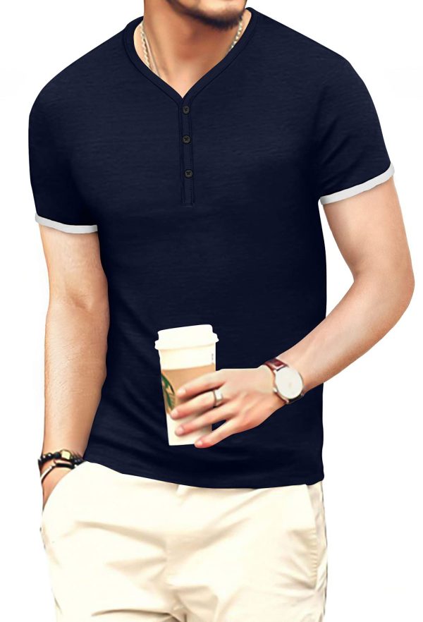 61JzstRKp-S.jpg Mens Casual Slim Fit Basic Henley Short/Long Sleeve Fashion Cotton T-Shirt