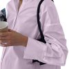 Women's Casual Shirt Dress Collar V Neck Button Down Loose Long Sleeve Mini Dresses Light Purple X-Large