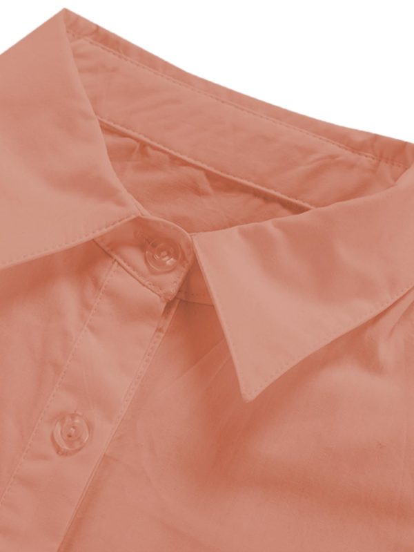 Women's Casual Shirt Dress Collar V Neck Button Down Loose Long Sleeve Mini Dresses