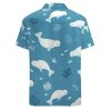 Fantastic Beluga Whale Button Down Shirt Men Short Sleeve T Shirts Casual Tee Summer Top