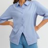 Womens Summer Tops Dressy Casual V Neck Short Sleeve Shirts Solid Button Down Blouses Tops