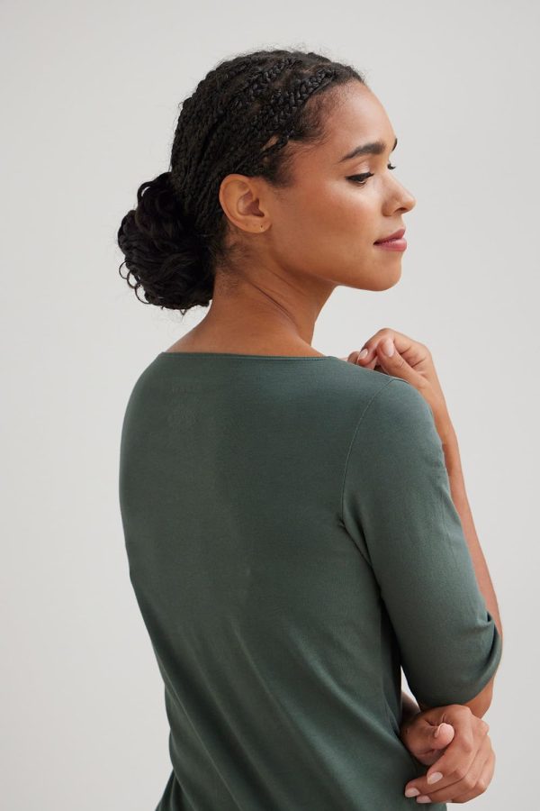 61VKThqb22L.jpg Women's Organic Pima Cotton Half Sleeve Boat Neck Top