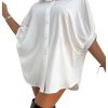 61YIZolSdL.jpg Women's Button Down Batwing Sleeve Shirts Casual Loose Tops Solid Blouses