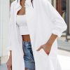 Womens Oversized Button Down Shirts Casual Loose Long Sleeve Solid Lapel Long Blouses Tops with Pockets