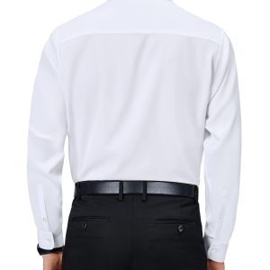 Mens Dress Shirts 4-Way Stretch Long Sleeve Collared Casual Solid Wedding Dating Button Down Shirt