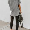 Womens Button Down Shirts V Neck Loose Casual Shirt