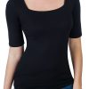 Women's Half Sleeve Square Neck Slim-Fit Tee Tops