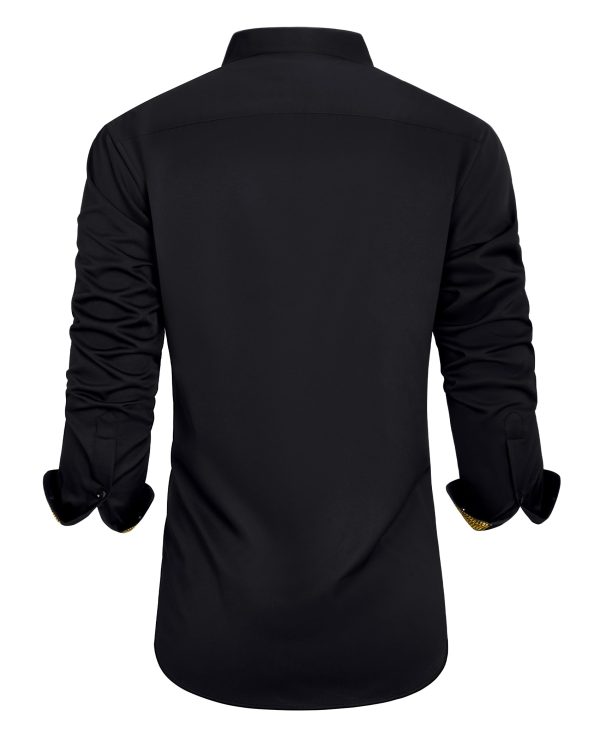 Mens Dress Shirts Long Sleeve Dress Shirts for Men Inner Contrast Button Down Casual Shirts for Men Big and Tall