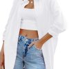 Womens Oversized Button Down Shirts Casual Loose Long Sleeve Solid Lapel Long Blouses Tops with Pockets