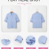 Womens Summer Tops Dressy Casual V Neck Short Sleeve Shirts Solid Button Down Blouses Tops
