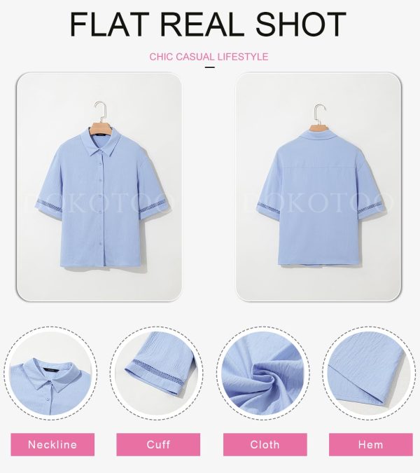Womens Summer Tops Dressy Casual V Neck Short Sleeve Shirts Solid Button Down Blouses Tops
