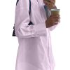 Women's Casual Shirt Dress Collar V Neck Button Down Loose Long Sleeve Mini Dresses Light Purple X-Large