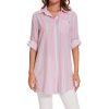 Women’s UPF 50+ Button Down Shirt Dress Collared Long Sleeve Blouse Swimsuit Coverup Boyfriend Shirts Loose Fit