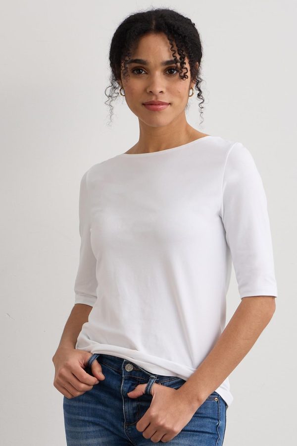 61xLPa32TfL.jpg Women's Organic Pima Cotton Half Sleeve Boat Neck Top