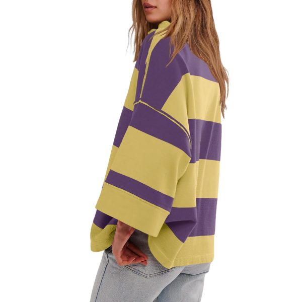 61zPPJMjn4L.jpg Oversized Sweatshirts for Women Half Zip Up V Neck Color Block Pullover Fall Casual Drop Shoulder Long Sleeve Tops