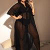 Women's Plus Size Sheer Mesh Half Sleeve Loose Swimsuit Maxi Dress Cover Up