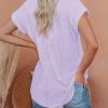Linen Shirts for Women Button Down Shirts Short Sleeve Cotton Collared V Neck Solid Casual Blouses with Pocket