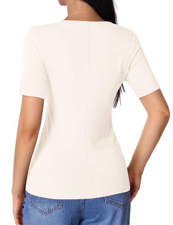 Women Half Sleeve Shirts Slim Fit Crew Neck Summer Tshirts Basic Tees