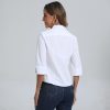 Women's Button Down Shirt Tailored 3/4 Sleeve Slim Fit Non Iron Wrinkle Free Basic Formal Work Blouses