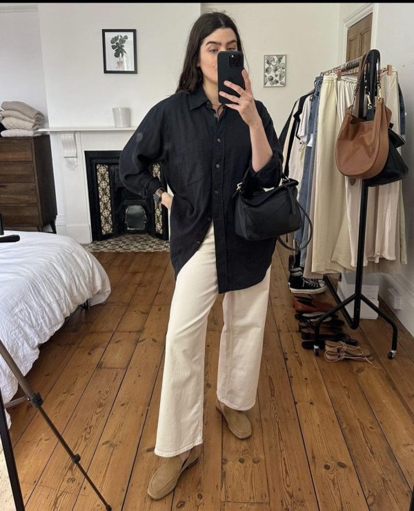 Womens Button Down Shirts Long Sleeve Cotton Gauze Tops Casual Collared Blouses Loose Fit