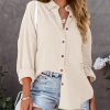 Casual Shirts for Women Long Sleeve Button Down Blouses Fall 2024 Solid Color Trendy Tops with Pocket