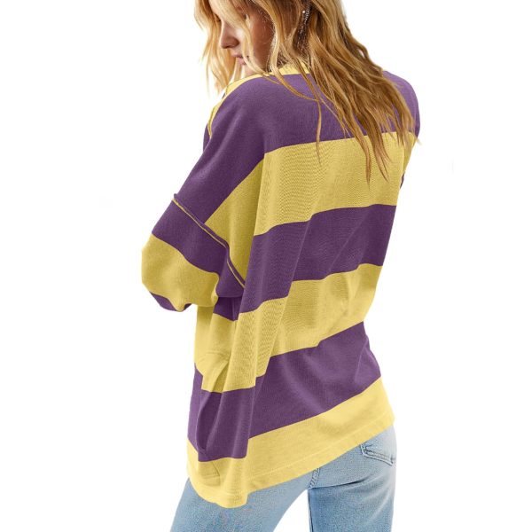 71BsDguaMqL.jpg Oversized Sweatshirts for Women Half Zip Up V Neck Color Block Pullover Fall Casual Drop Shoulder Long Sleeve Tops