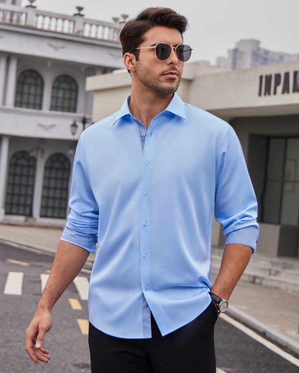 Men's Dress Shirts Long Sleeve Wrinkle-Free Business Casual Button Down Shirt