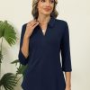 Women's 3/4 Length Sleeve V-Neck Collared Tops Summer Business Casual Work Polo Shirts 2025