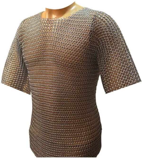 ® Chainmail Shirt Half Sleeves | Aluminium Butted Chainmail 10MM Rings Silver | Medieval Costume Adult | Armor SCA