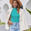 Women Tops Half Sleeve Mock Turtleneck Tee Shirts Casual Slim Fit Basic Shirt Blouses