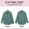 Womens Corduroy Button Down Shirt Casual Oversized Long Sleeve Blouses Tops