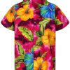 Funky Hawaiian Shirt Men Short-Sleeve Front-Pocket Big Flower Multiple Colors