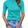 Women Tops Half Sleeve Mock Turtleneck Tee Shirts Casual Slim Fit Basic Shirt Blouses