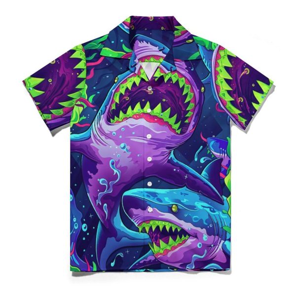 71Ix7yNn8LL.jpg Mens Hawaiian Shark Shirts Short Sleeve Button Up Beach Summer Button Down Hawaiian Trippy Shirt for Men Women