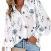Womens Shirts Button Down Printed Lantern Long Sleeve Blouse Fashion Casual Tops 2025