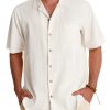 Cuban Linen Shirts for Men Short Sleeve Button Down Shirt Cotton Summer Beach Camp Vacation Hawaiian Shirts
