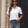 Womens Button Down Shirts Stretch Wrinkle Free Formal Short Sleeve Dress Shirt Summer Work Blouses Business Casual Tops
