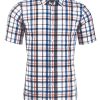 Mens Short Sleeve Casual Plaid Button Down Shirts Work Slim Fit Western Dress Shirt for Men