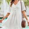 Women's Beach Coverups for Bathing Suits Half Sleeve V Neck Swim Cover Up Mini Dress