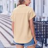 Short Sleeve Summer Tops for Women Casual Button Down Shirts Solid/Striped Business Work Blouses
