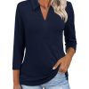 Women's 3/4 Length Sleeve V-Neck Collared Tops Summer Business Casual Work Polo Shirts 2025